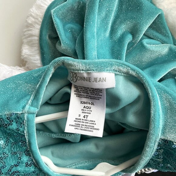 BONNIE JEAN VELOUR FAUX FUR CHRITMAS HOLIDAY SPARKLE SEQUIN DRESS - Picture 7 of 8